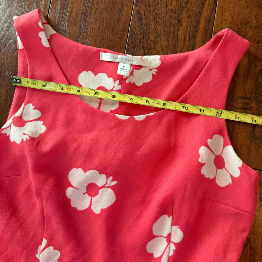 LC Lauren Conrad Women’s 10 Coral Pink Floral Print Sleeveless A-line Dress - Picture 11 of 12